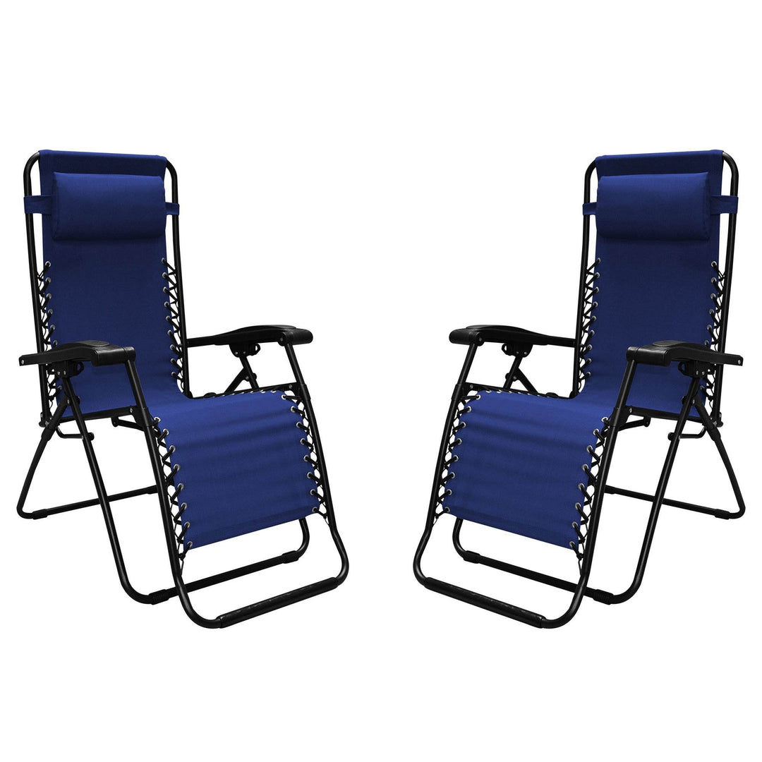 Caravan Canopy Infinity Zero Gravity Steel Frame Patio Deck Chair, Blue (4 Pack)