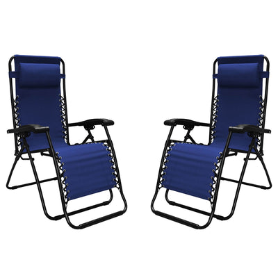 Caravan Canopy Infinity Zero Gravity Steel Frame Patio Deck Chair, Blue (4 Pack) - VMInnovations