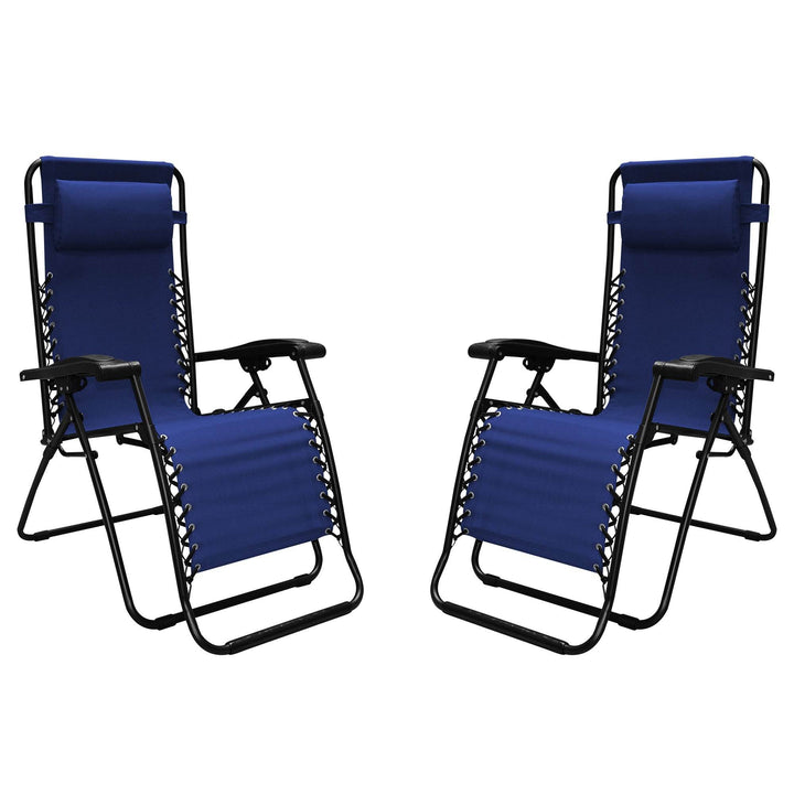 Caravan Canopy Infinity Zero Gravity Steel Frame Patio Deck Chair, Blue (4 Pack)