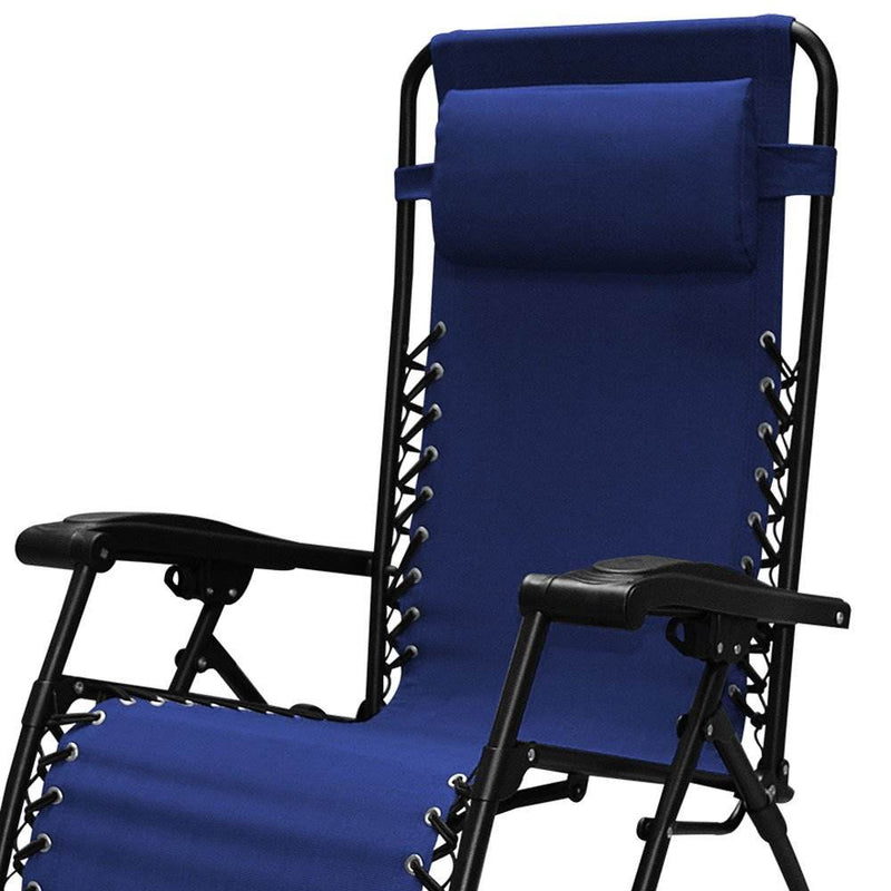 Caravan Canopy Infinity Zero Gravity Steel Frame Patio Deck Chair, Blue (4 Pack)