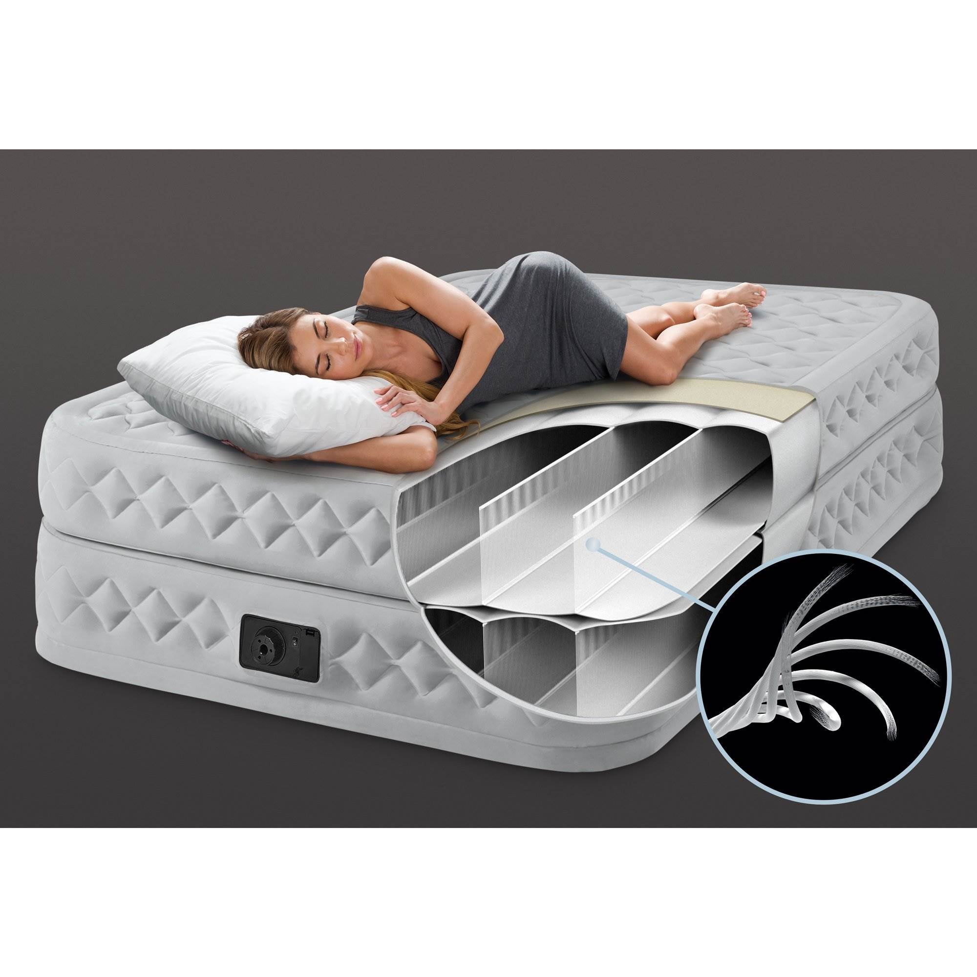 Intex Queen Supreme Air Flow Bed Airbed Mattress Built-In Pump | 64463E (2 Pack)