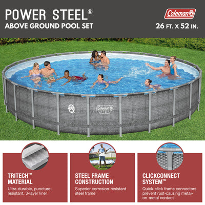 Coleman 26'x52" Power Steel Frame Deluxe Series Swimming Pool Set (Open Box)