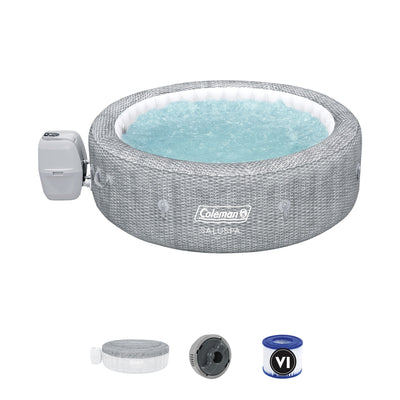 Saluspa Sicily Inflatable Airjet Hot Tub Spa, Fits up to 7 People, Gray (Used)