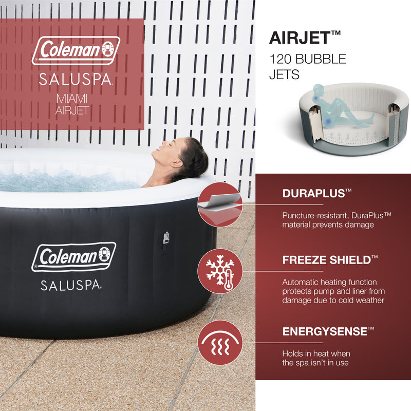 Bestway Coleman AirJet Inflatable Hot Tub w/EnergySense Cover, Blk(Open Box)