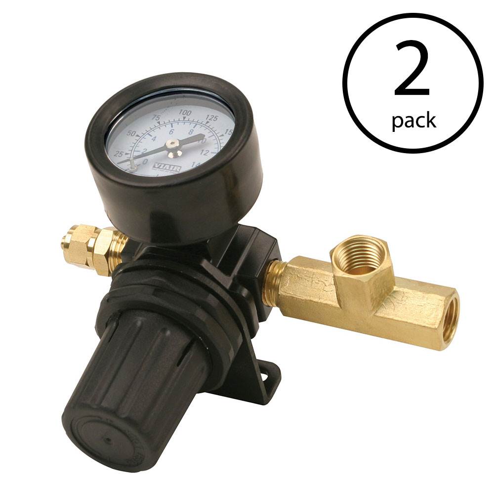 Viair 0-220 PSI Gauge Air Tank Pressure Regulator w/ 0.25 Inch Fitting (2 Pack)
