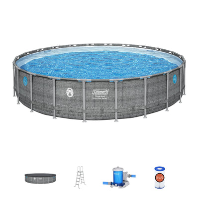 Coleman Power Steel 22' x 52" Frame Above Ground Swimming Pool Set, Gray (Used)