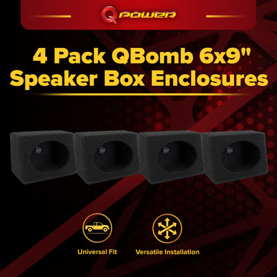 QPOWER Q-Bomb 6x9" Car Subwoofer Box Enclosures w/ Bedliner Spray Pair (4 Pack) - VMInnovations