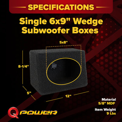 QPOWER Q-Bomb 6x9" Car Subwoofer Box Enclosures w/ Bedliner Spray Pair (4 Pack) - VMInnovations