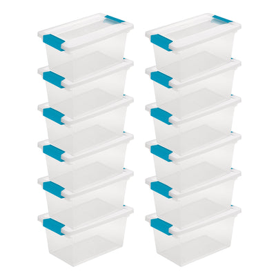 Sterilite Plastic Medium Clip Storage Box Container with Latching Lid, 12 Pack
