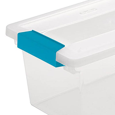 Sterilite Plastic Medium Clip Storage Box Container with Latching Lid, 16 Pack