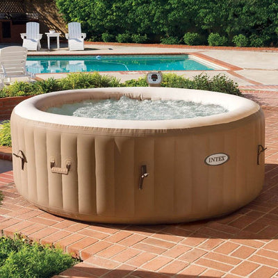 Intex PureSpa 4 Person Inflatable Bubble Jet Spa Portable Hot Tub, Tan (2 Pack)