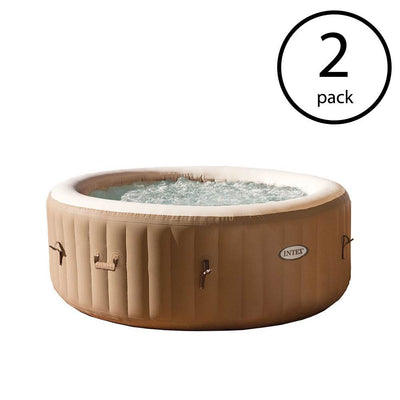Intex PureSpa 4 Person Inflatable Bubble Jet Spa Portable Hot Tub, Tan (2 Pack)