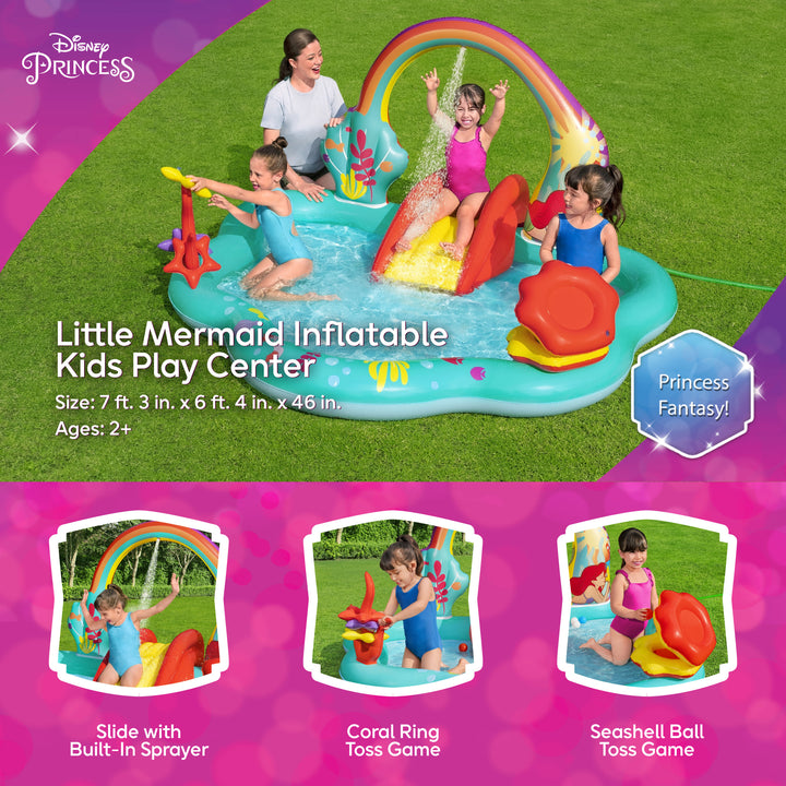Disney Little Mermaid Inflatable Kids Water Play Center Backyard Activity Pool