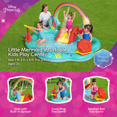 Disney Little Mermaid Inflatable Kids Water Play Center Backyard Pool (Open Box) - VMInnovations