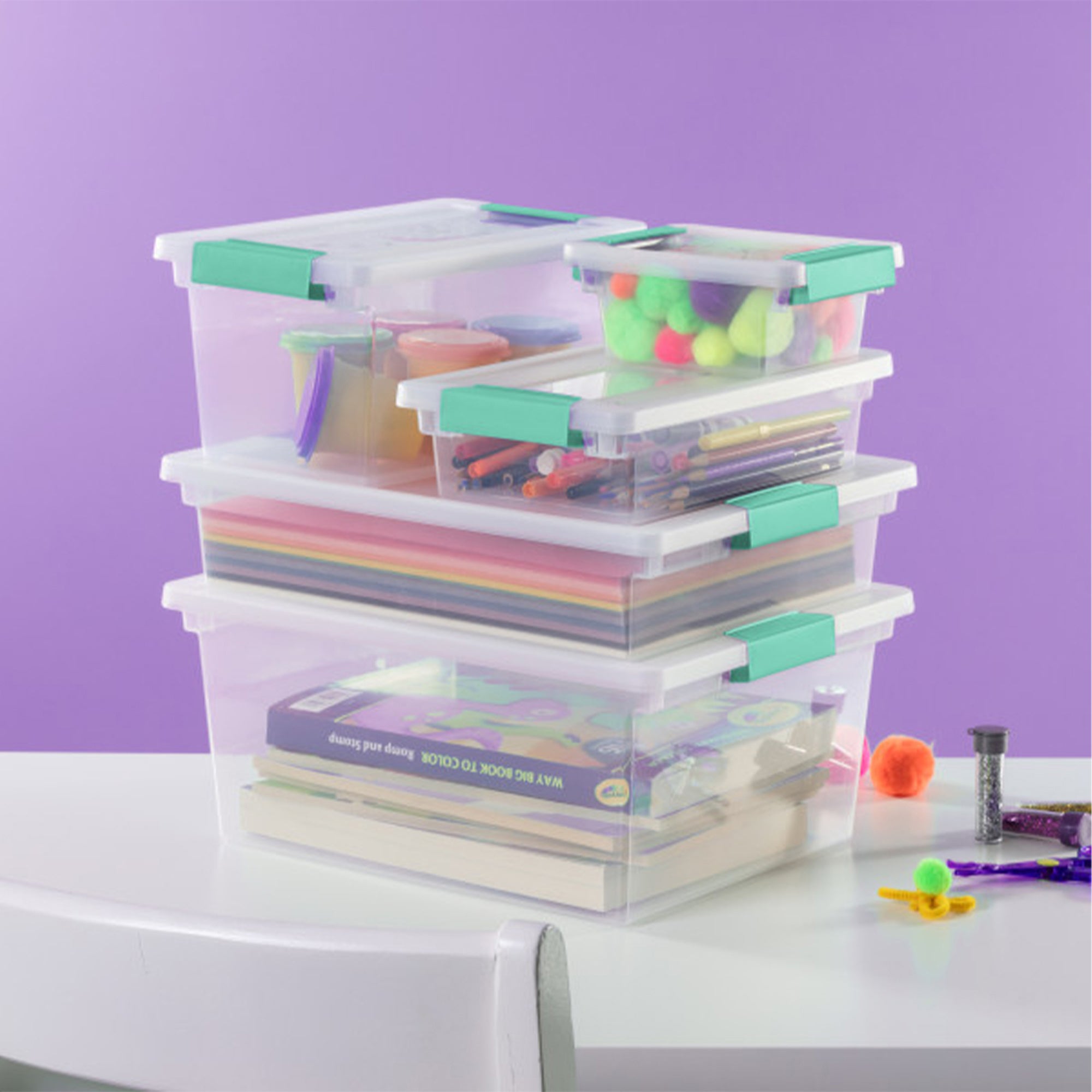 Sterilite Large Clear Plastic Stackable Storage Bin w/ Clear Latch Lid, 36 Pack