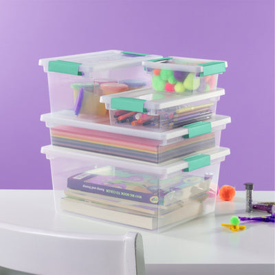 Sterilite Large Clear Plastic Stackable Storage Bin w/ Clear Latch Lid, 36 Pack