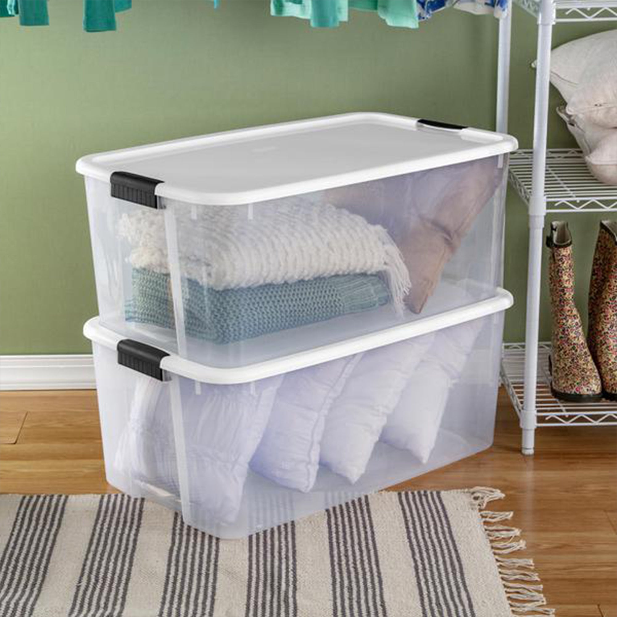 Sterilite 116 Quart Ultra Latching Clear Plastic Storage Tote Container, 20 Pack