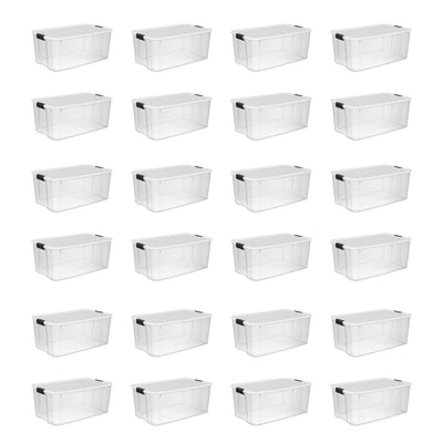 Sterilite 116 Quart Ultra Latching Storage Tote Box Container, Clear (24 Pack)