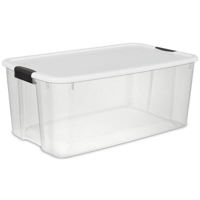 Sterilite 116 Quart Ultra Latching Storage Tote Box Container, Clear (24 Pack)