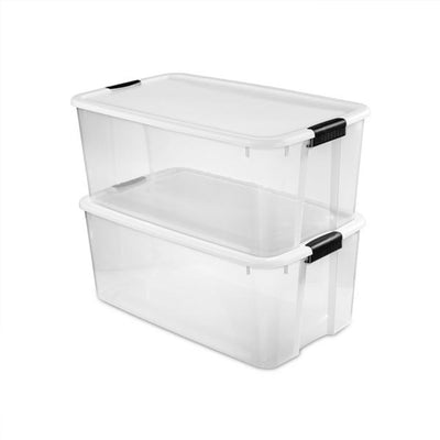 Sterilite 116 Quart Ultra Latching Storage Tote Box Container, Clear (24 Pack)