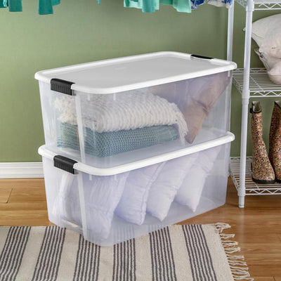 Sterilite 116 Quart Ultra Latching Storage Tote Box Container, Clear (24 Pack)