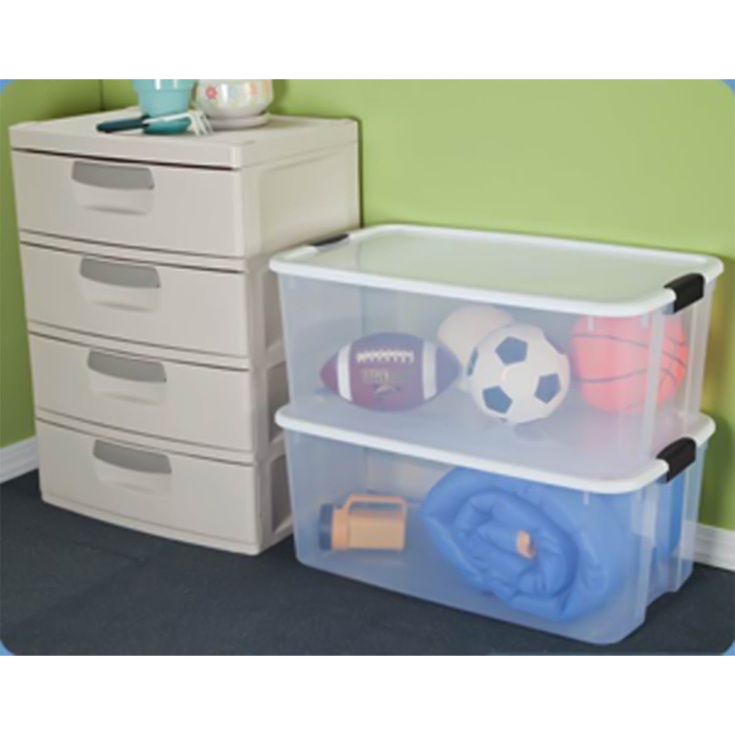 Sterilite 116 Quart Clear Stackable Latching Storage Box Container, 32 Pack