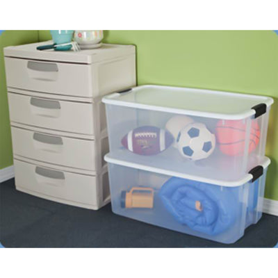 Sterilite 116 Quart Clear Stackable Latching Storage Box Container, 32 Pack