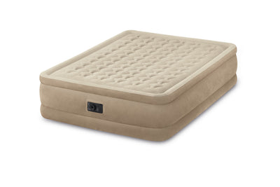 Intex Queen Ultra Plush Fiber-Tech Airbed Air Mattress w/ Built-In Pump (2 Pack)