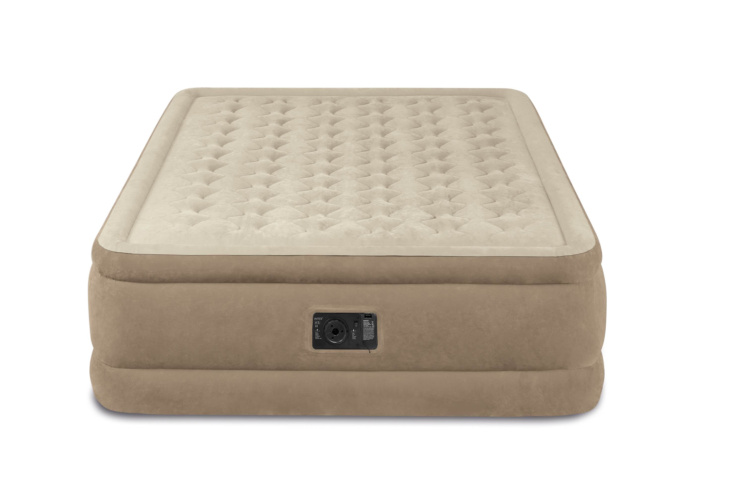 Intex Queen Ultra Plush Fiber-Tech Airbed Air Mattress w/ Built-In Pump (2 Pack)