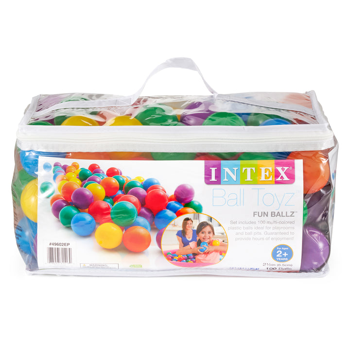 Intex 100 Pack Small Plastic Multi-Colored Fun Ballz For A Ball Pit (3 Pack)