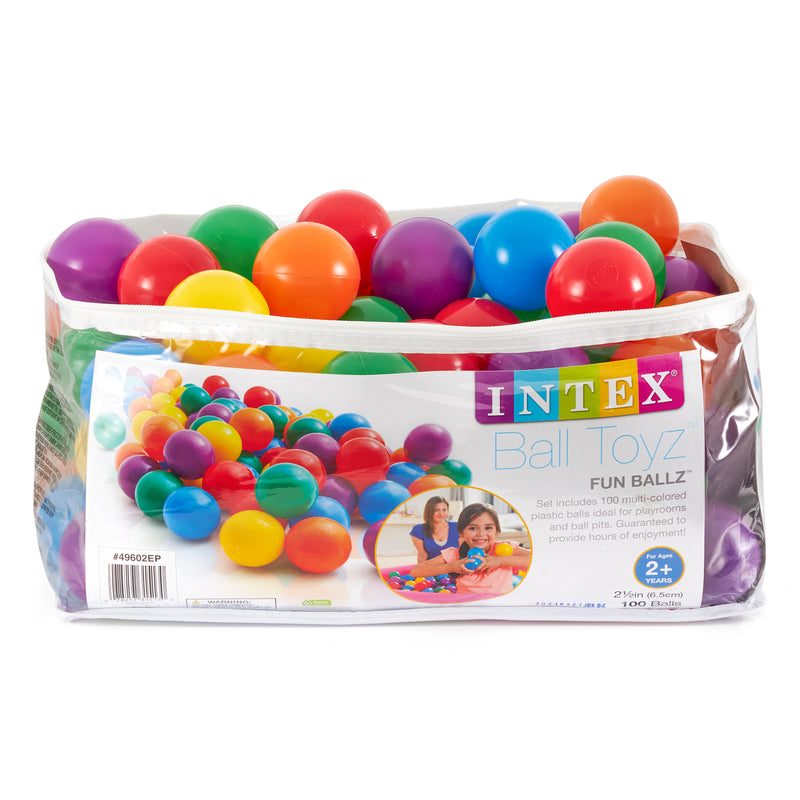 Intex 100 Pack Small Plastic Multi-Colored Fun Ballz For A Ball Pit (3 Pack)