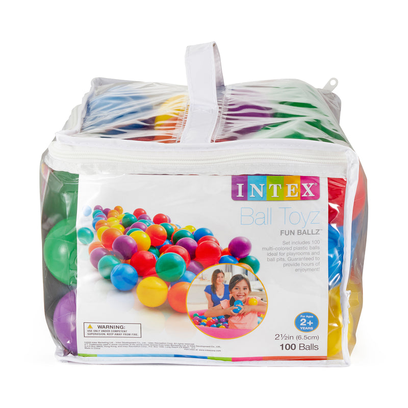 Intex 100 Pack Small Plastic Multi-Colored Fun Ballz For A Ball Pit (3 Pack)