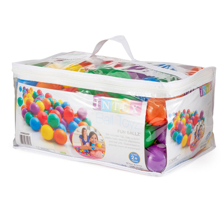 Intex 100 Pack Small Plastic Multi-Colored Fun Ballz For A Ball Pit (3 Pack)