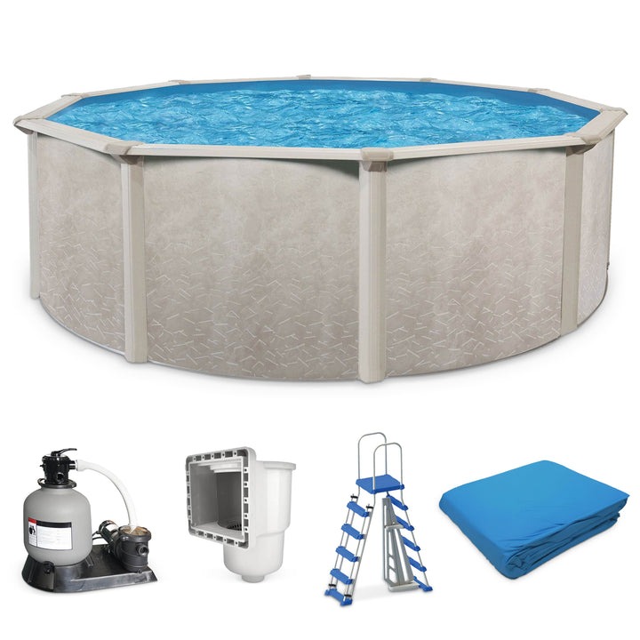 Aquarian Phoenix 24'x52" Round Above Ground Pool w/ Pump, Ladder, Liner, Skimmer - VMInnovations