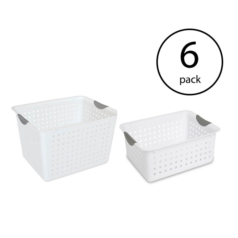 Sterilite Deep & Medium Ultra Plastic Storage Bin Organizer Basket Pair (6 Pack)