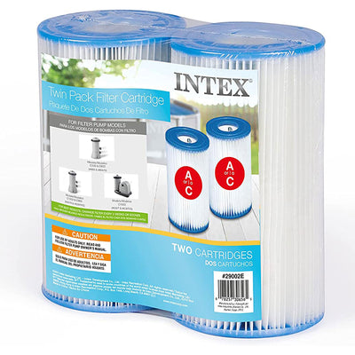Intex 530 GPH Above Ground Pool Filter Pump & A/C Filter Cartridge Set, (2 Pack)