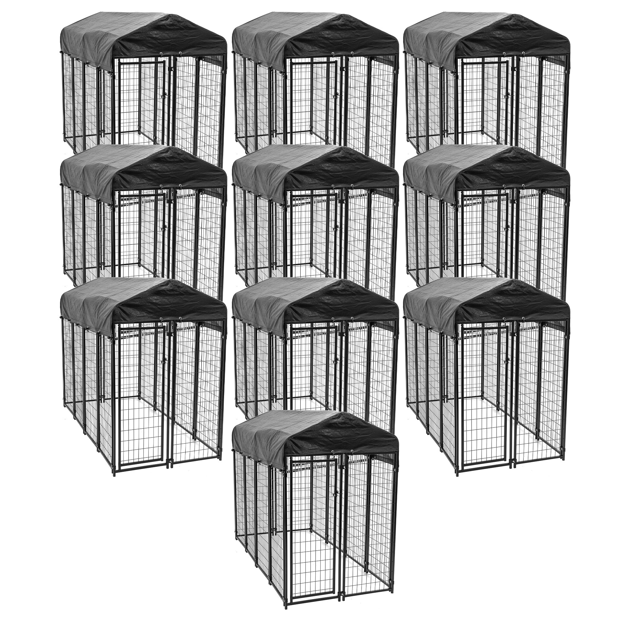 Lucky Dog Uptown Large Outdoor Covered Kennel Heavy Duty Dog Fence Pen (10 Pack) - VMInnovations