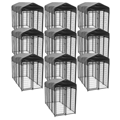 Lucky Dog Uptown Large Outdoor Covered Kennel Heavy Duty Dog Fence Pen (10 Pack) - VMInnovations