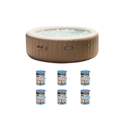 Intex Inflatable Pure Spa Hot Tub & 2 Filter Replacement Cartridges (6 Pack)