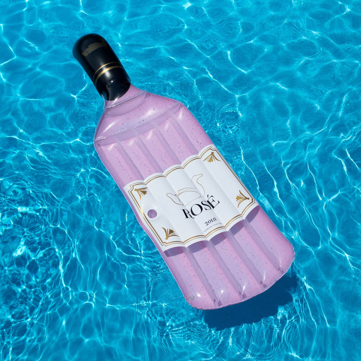 Swimline Inflatable Rose Wine Bottle Float for Swimming Pool, Pink (3 Pack)