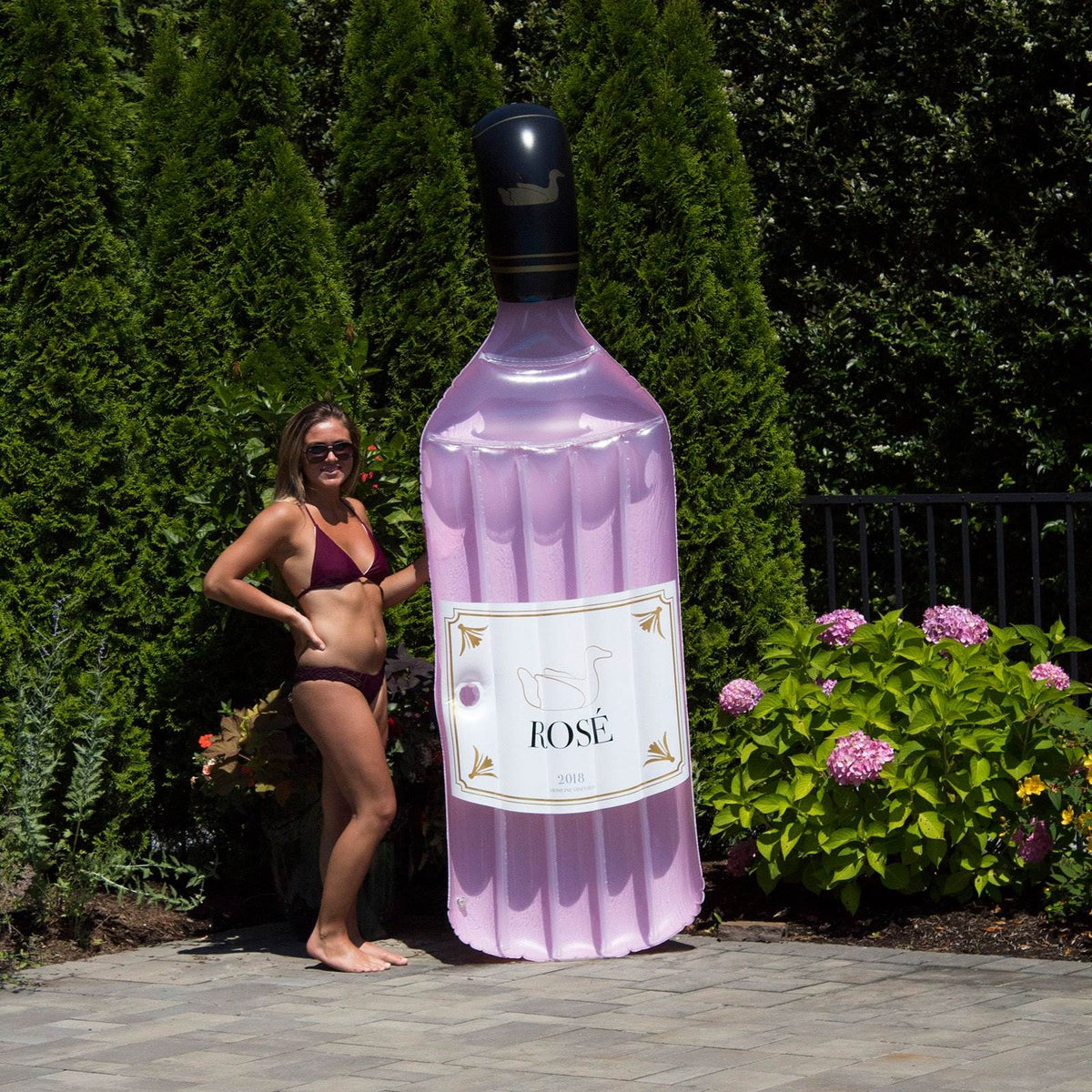 Swimline Inflatable Rose Wine Bottle Float for Swimming Pool, Pink (3 Pack)