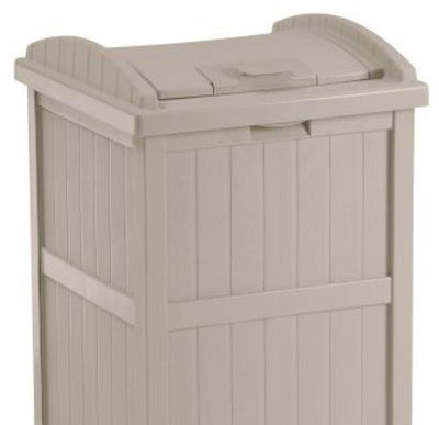 Suncast 30-33 Gallon Deck Patio Resin Garbage Trash Can Hideaway, Taupe (2 Pack)