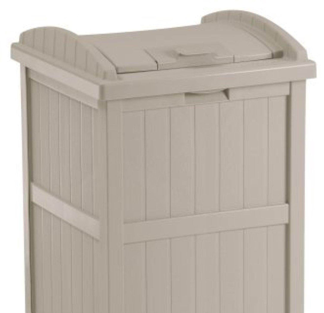 Suncast 30-33 Gallon Deck Patio Resin Garbage Trash Can Hideaway, Taupe (4 Pack)