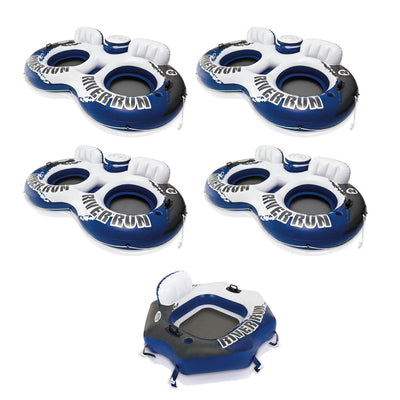 Intex River Run II Inflatable Pool Float w/ Cooler (4 Pack) & Floating Tube