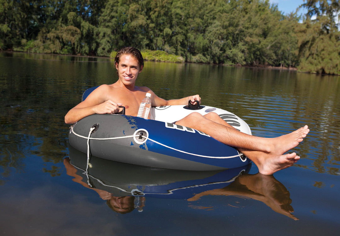 Intex River Run II Inflatable 2 Person Float w/ Cooler and 6 Single Rider Floats