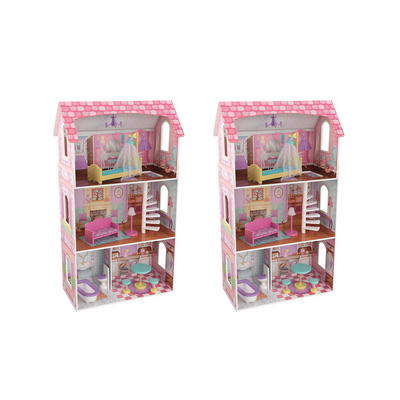 KidKraft Penelope Wooden Pretend Play Dollhouse Mansion w/ Furniture (2 Pack)