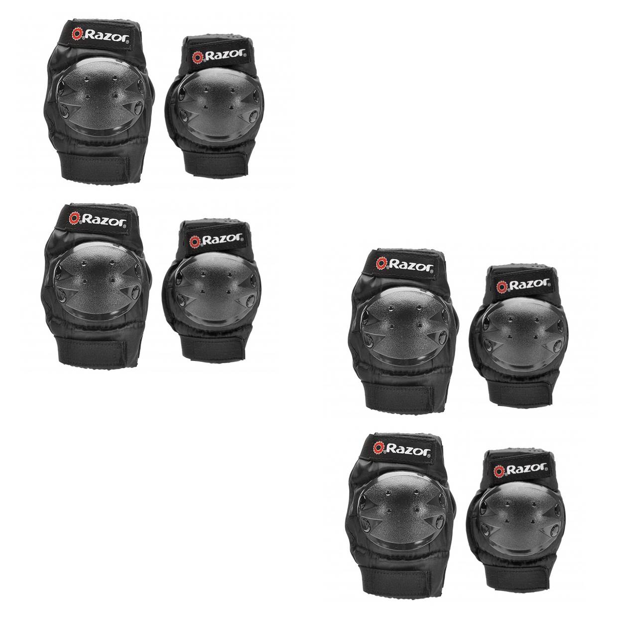 Razor Youth Multi-Sport Elbow & Knee Pad Safety Set - Black | 96771 (2 Pack)