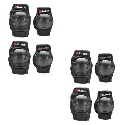 Razor Youth Multi-Sport Elbow & Knee Pad Safety Set - Black | 96771 (2 Pack)