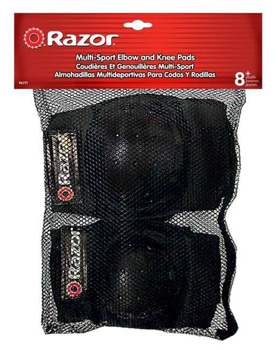 Razor Youth Multi-Sport Elbow & Knee Pad Safety Set - Black | 96771 (2 Pack)