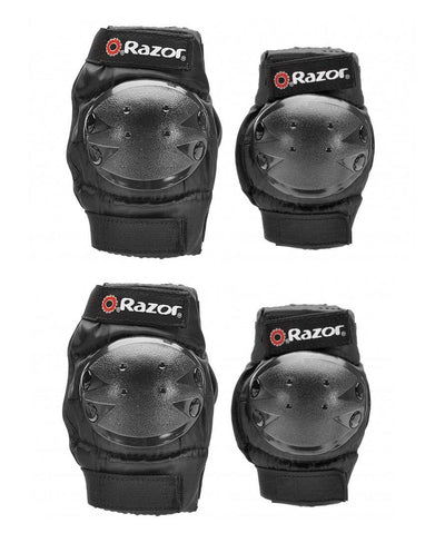 Razor Youth Multi-Sport Elbow & Knee Pad Safety Set - Black | 96771 (3 Pack)